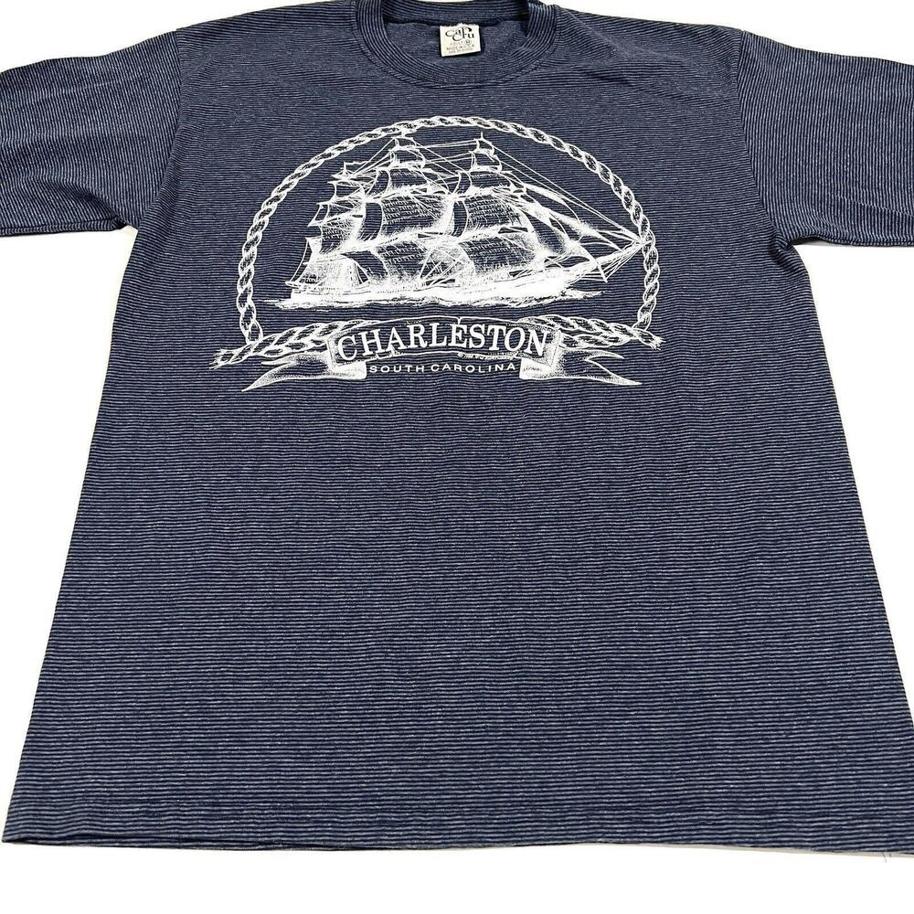 Vintage 1990s Charleston South Carolina T Shirt Adult M Medium Cal Cru Sailing - Picture 3 of 9
